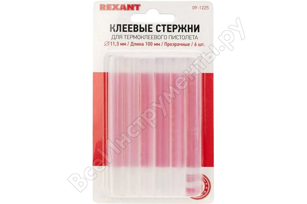 

Клеевые стержни REXANT 09-1225 1.13 см x 10 см, прозрачный, 6 шт., блистер (1741162)