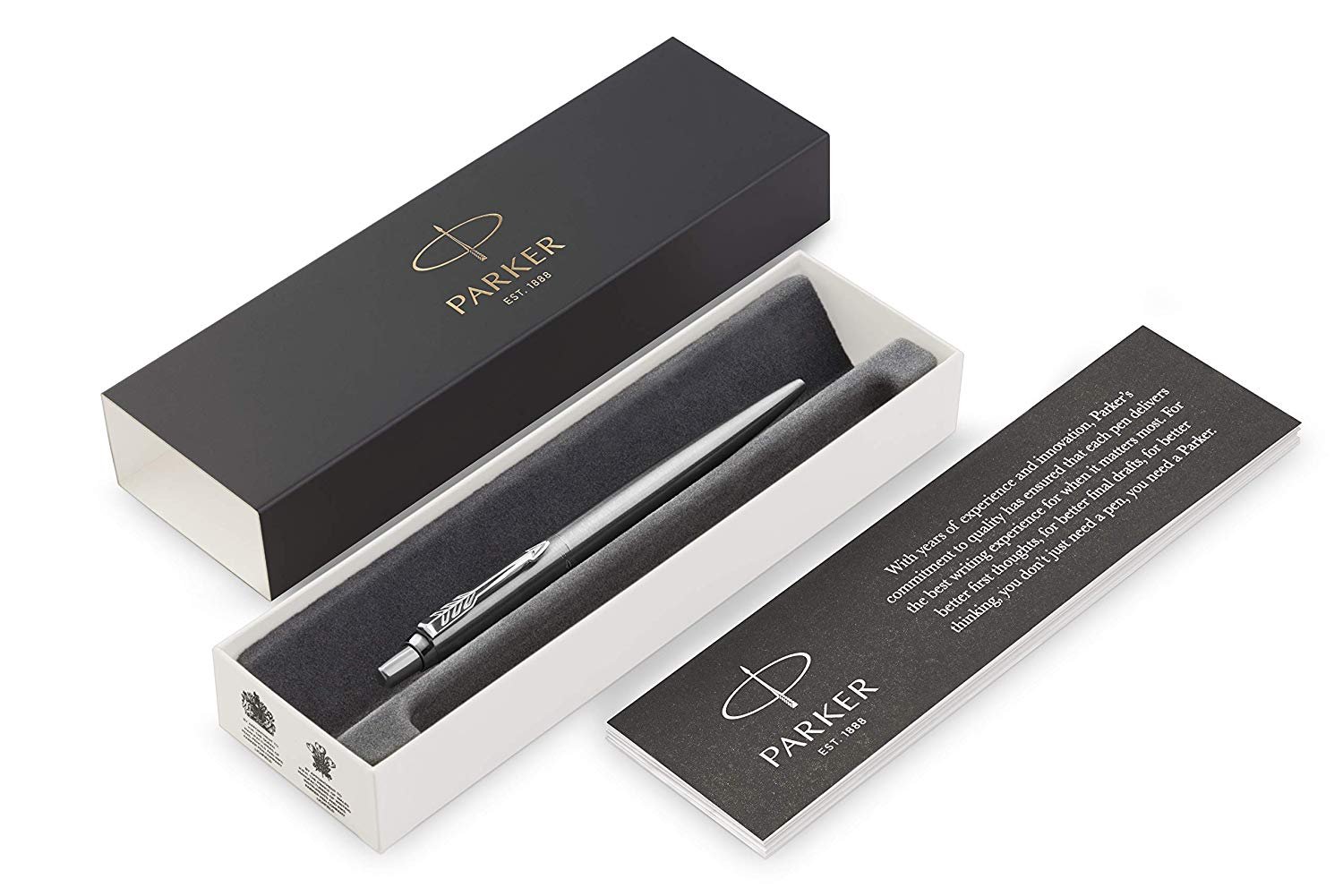 

Ручка шариковая автомат Parker Core Jotter Essential, St. Steel СT, синий, нержавеющая сталь, картонная коробка (1953170), Jotter Essential, St. Steel СT