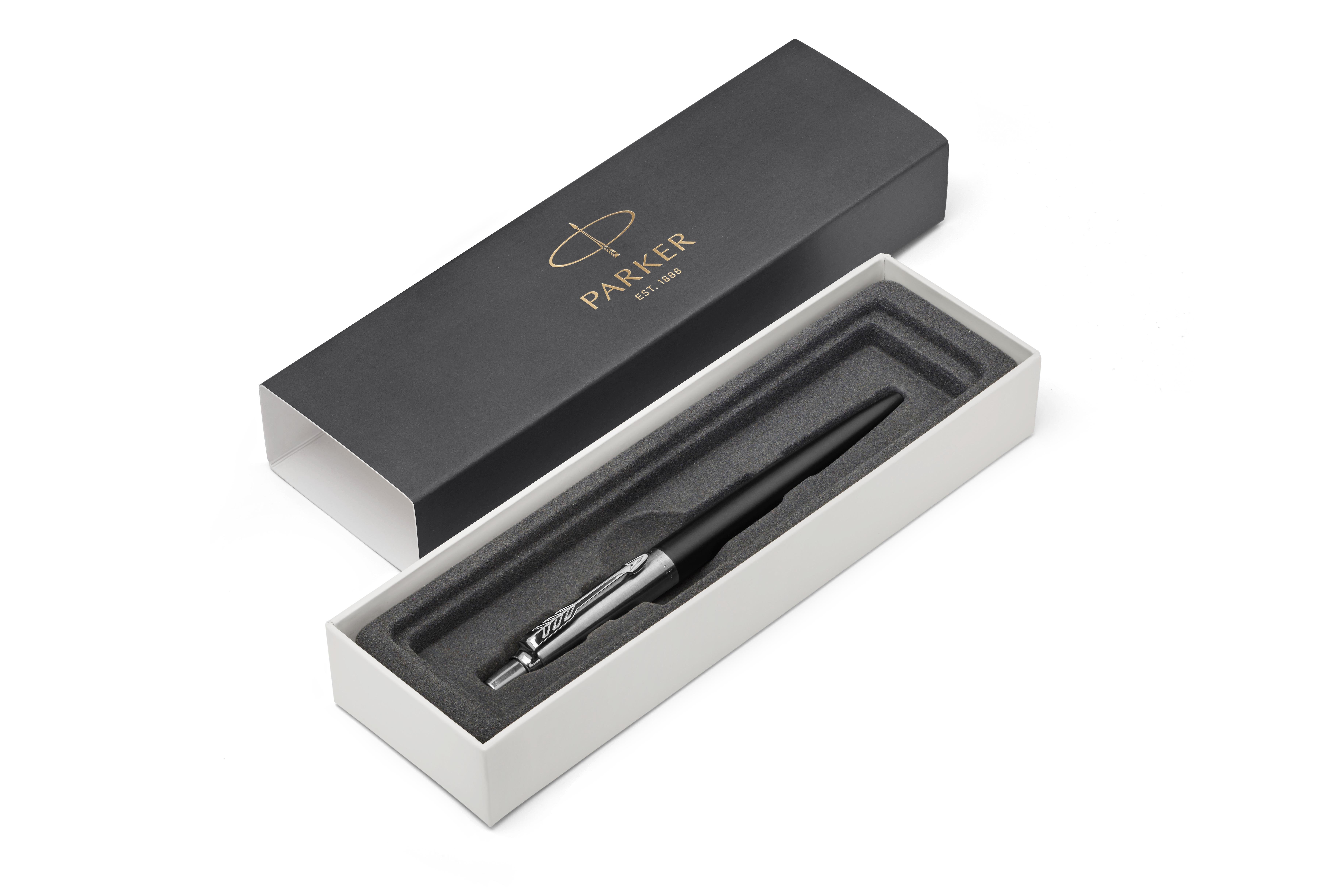 

Ручка шариковая автомат Parker Core Jotter Essential, Satin Black CT, синий, нержавеющая сталь, картонная коробка (1953184), Jotter Essential, Satin Black CT