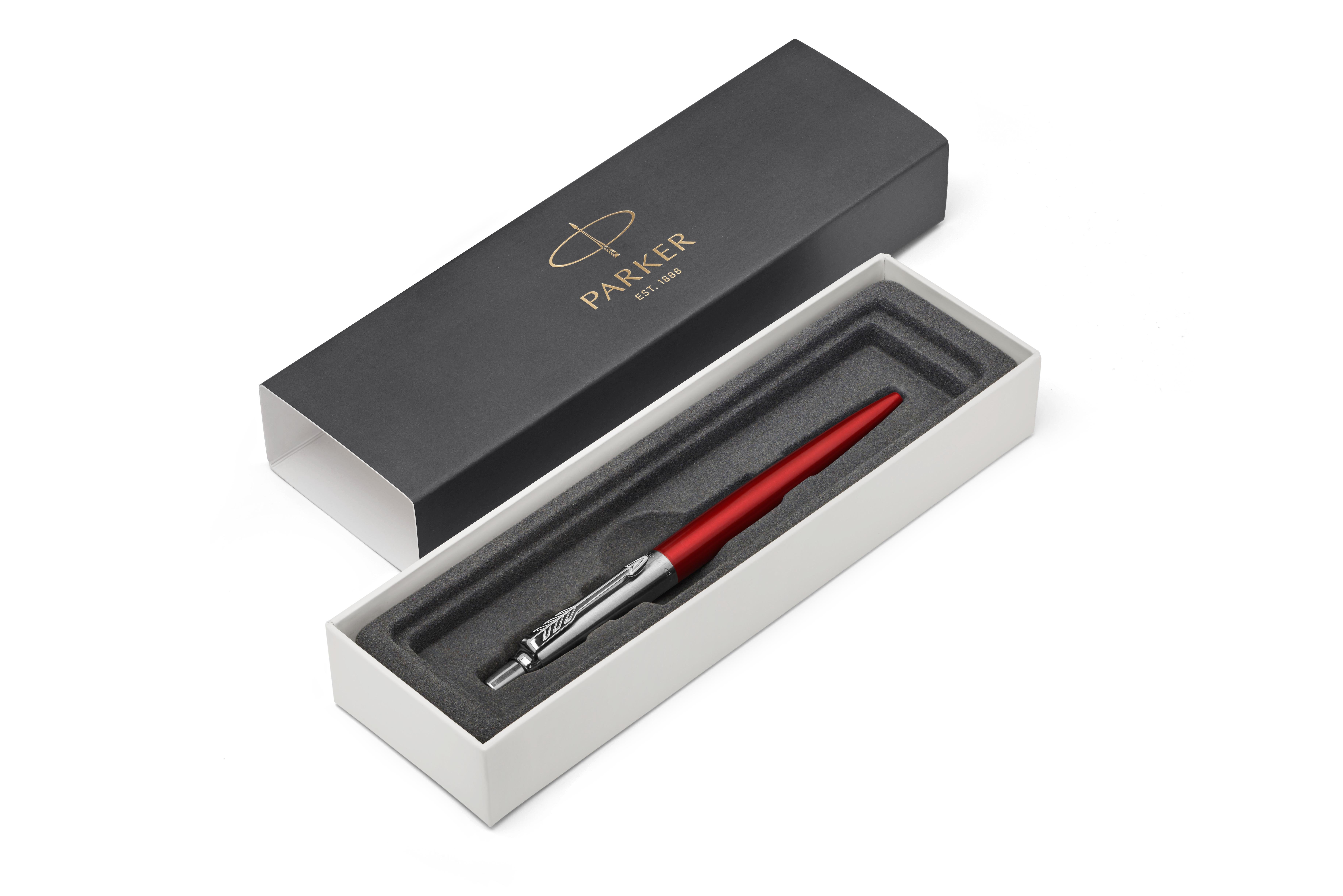

Ручка шариковая автомат Parker Core Parker Jotter Essential, Kensington Red CT, синий, нержавеющая сталь, картонная коробка (1953187), Parker Jotter Essential, Kensington Red CT