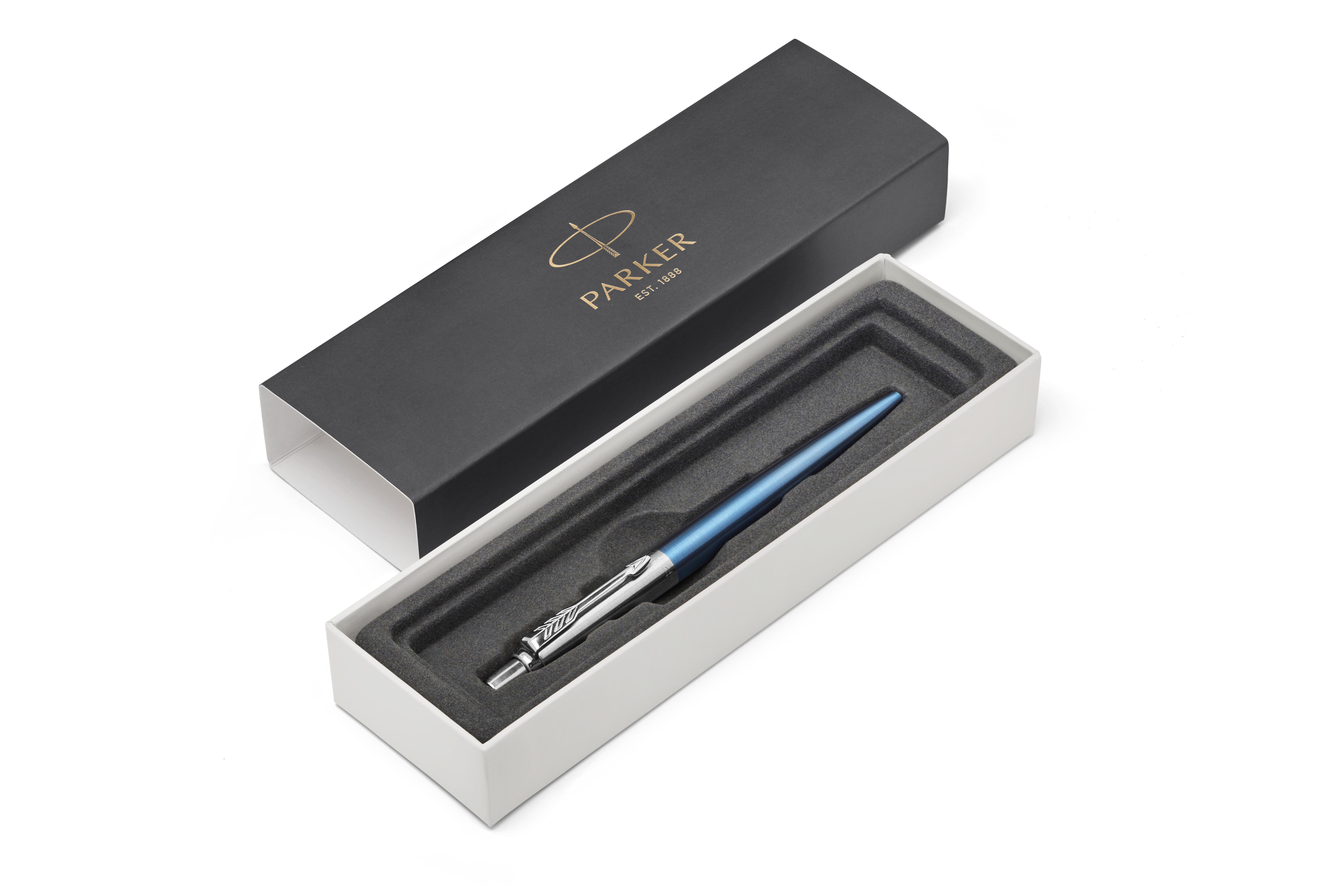 

Ручка шариковая автомат Parker Core Jotter Essential, Waterloo Blue CT, синий, нержавеющая сталь, картонная коробка (1953191), Jotter Essential, Waterloo Blue CT