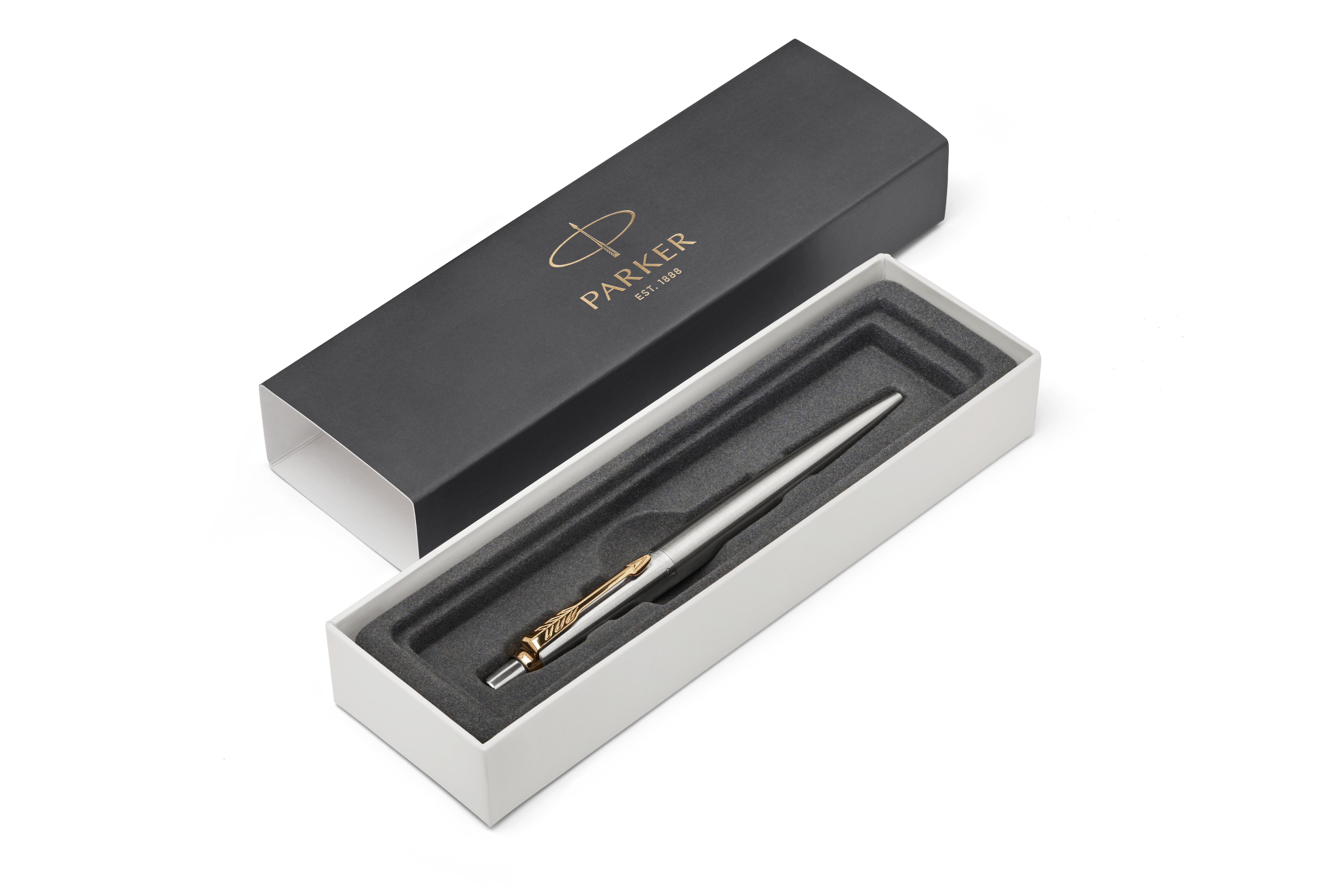 

Ручка шариковая автомат Parker Core Jotter Essential, St. Steel GT, синий, нержавеющая сталь, картонная коробка (1953182), Jotter Essential, St. Steel GT