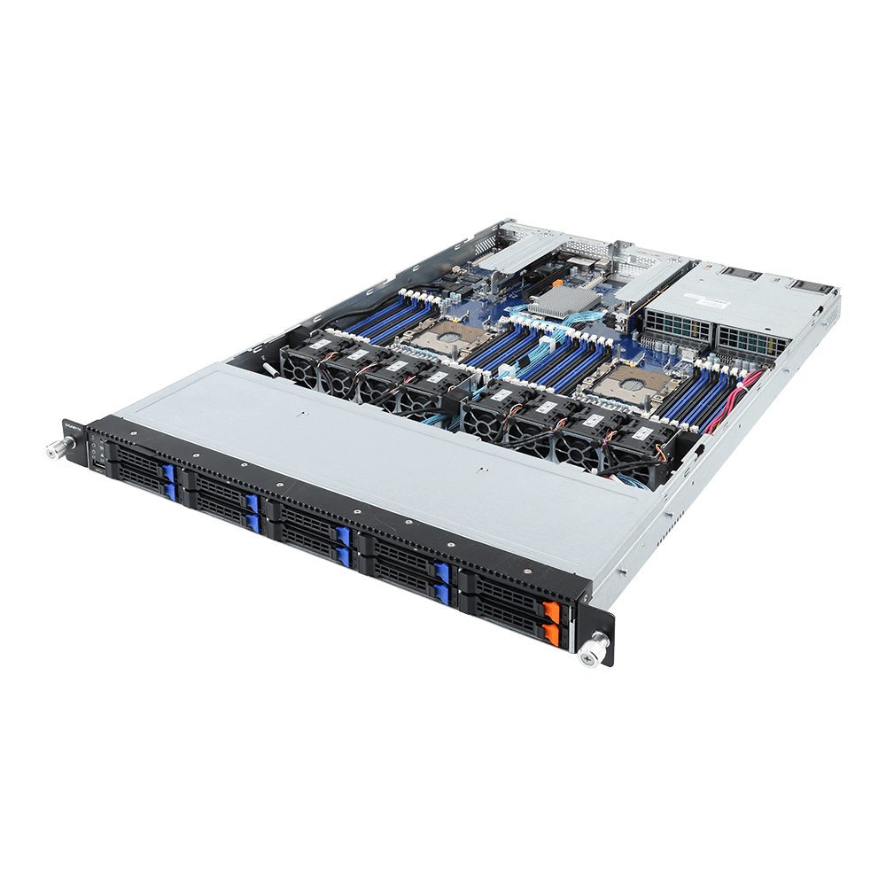 

Серверная платформа Gigabyte R181-N20, 2xSocket3647, 24xDDR4, 8x2.5 HDD HS + 2x2.5 HS, 2GLAN, IPMI, Redundant 2x1200 Вт, 1U (R181-N20), R181-N20