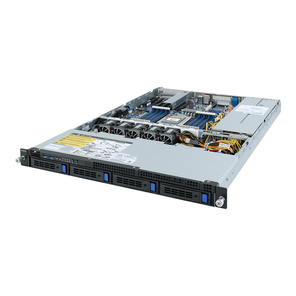 Серверная платформа Gigabyte R152-Z30, 1xSocket SP3v3, 16xDDR4, 4x2.5/3.5 HDD HS, Redundant 2x650 Вт 1U (6NR152Z30MR-00)