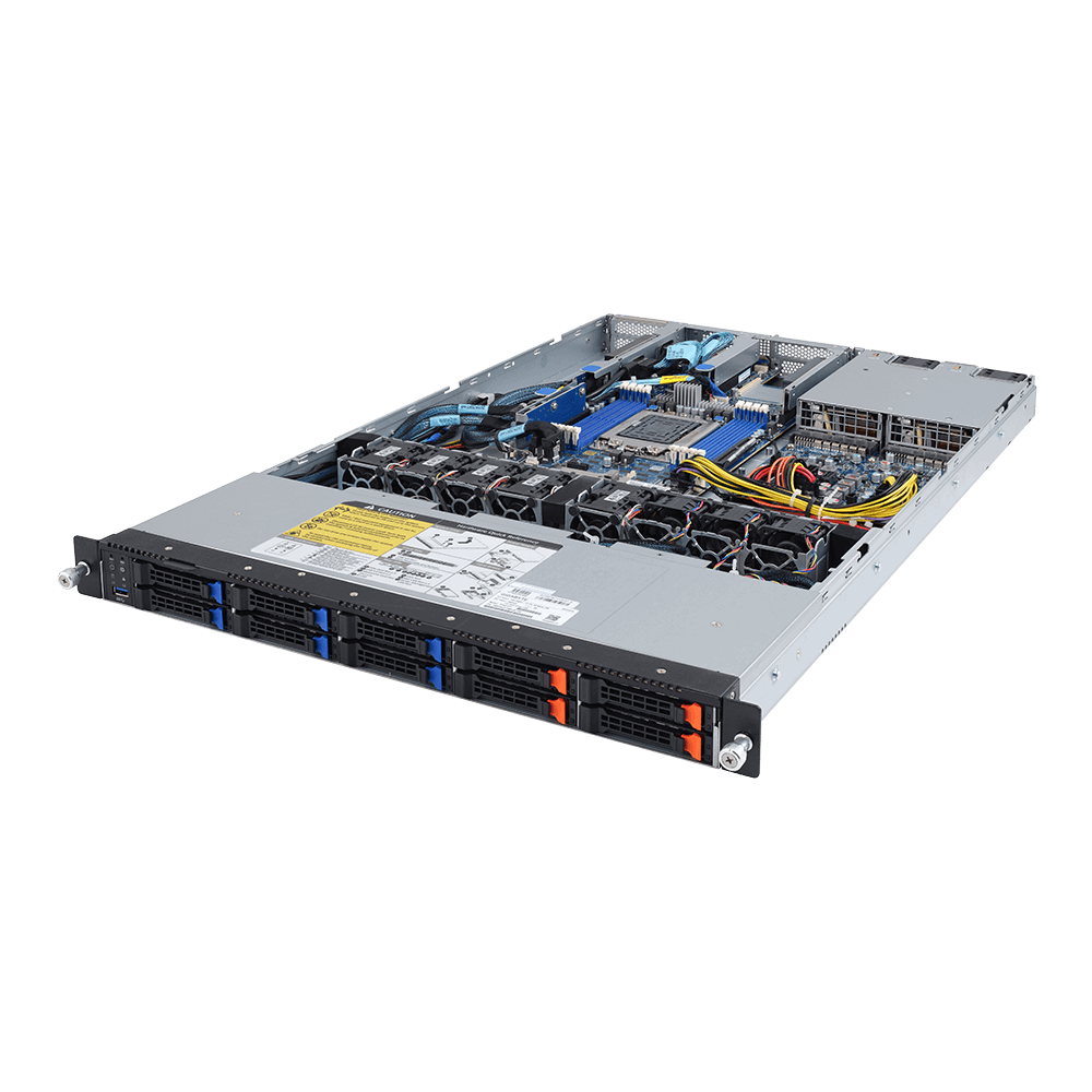Серверная платформа Gigabyte R162-Z11, 1xSocket SP3, 8xDDR4, 6x2.5 HDD HS + 4x2.5 HS, 1xM.2-PCI-E, 2GLAN, AMI MegaRAC SP-X, Redundant 2x1200Вт, 1U (6NR162Z11MR-00)
