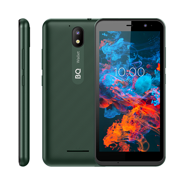Смартфон BQ 5045L Wallet, 4.95" 480x960 TN MT8765WB, 1Gb RAM, 16Gb, 3G/4G, NFC, Wi-Fi, BT, Cam, 2-Sim, 2000mAh, Micro-USB, Android 10, зеленый