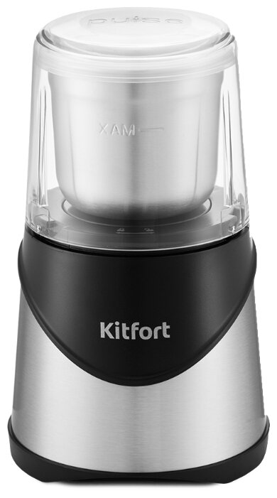 

Кофемолка Kitfort KT-745, ротационный нож, 60 г, 200 Вт, черный/серебристый, KT-745