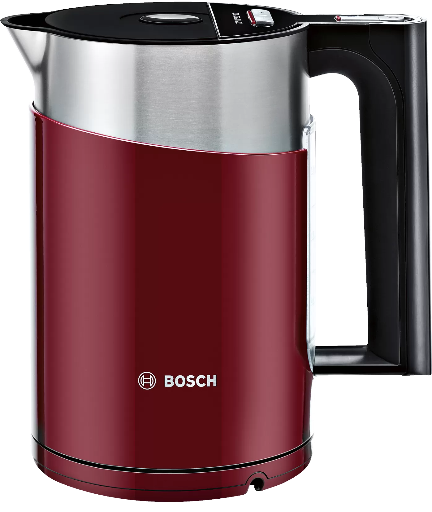 

Чайник Bosch TWK861P4RU 1.5л. 2400Вт, закрытая спираль, металл/пластик (двойные стенки), красный, TWK861P4RU