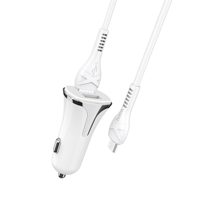 

Автомобильное зарядное устройство Hoco Universe Z31, 2USB, 3.4A, QC, кабель microUSB, белый/серебристый (6931474709844), Z31