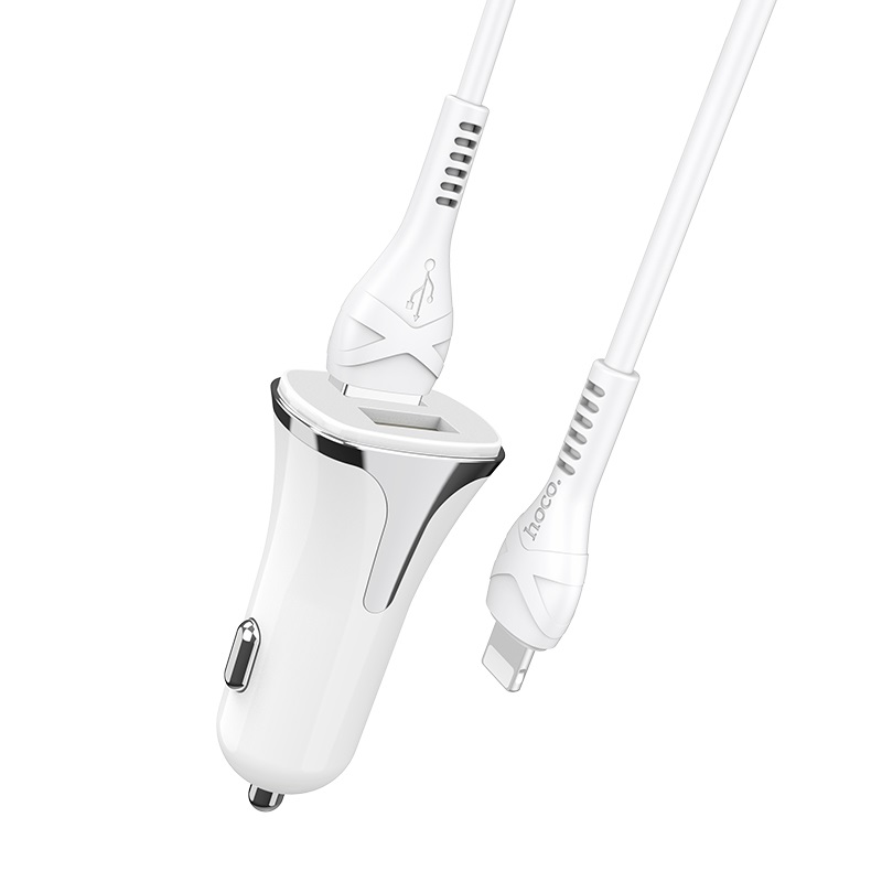

Автомобильное зарядное устройство Hoco Universe Z31, 2USB, 3.4A, QC, кабель Lightning 8-pin, белый/серебристый (6931474709820), Z31