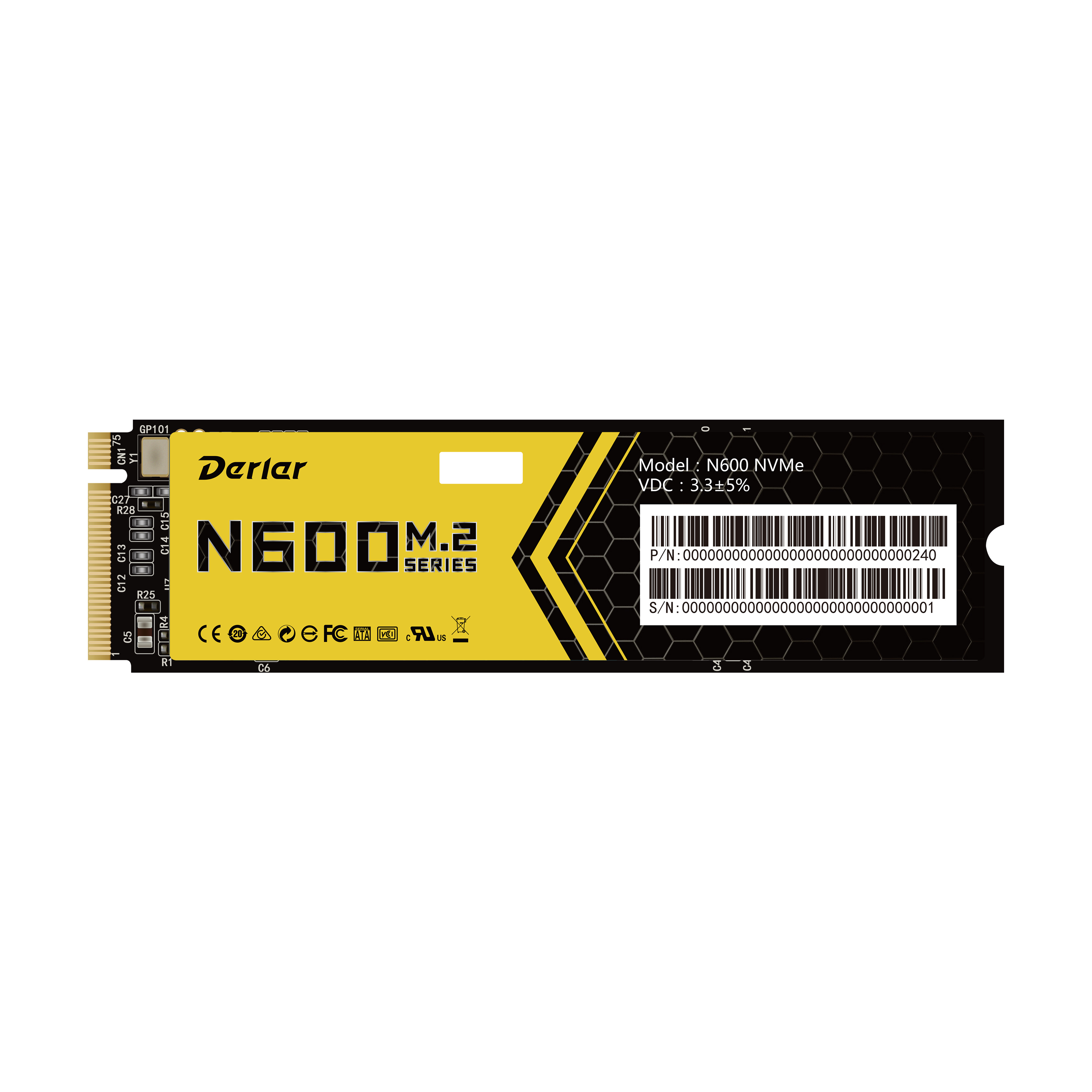 Твердотельный накопитель (SSD) Derlar 128Gb N600, 2280, M.2, NVMe (N600-128GB-NVME) - фото 1