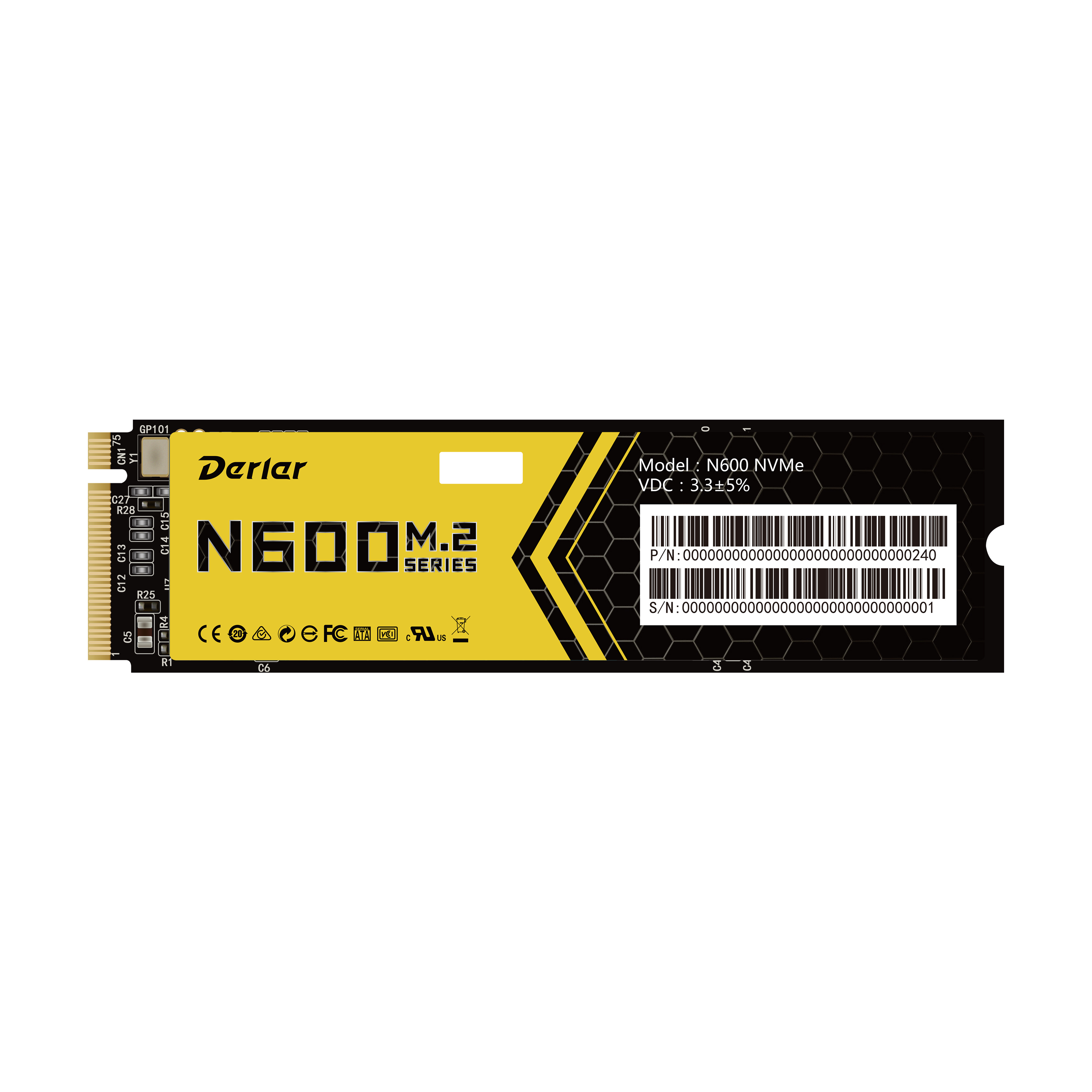 Твердотельный накопитель (SSD) Derlar 256Gb N600, 2280, M.2, NVMe (N600-256GB-NVME)