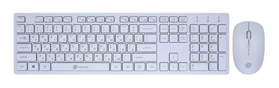 Клавиатура + мышь Oklick 240M, беспроводной, USB, белый (1091258) - фото 1