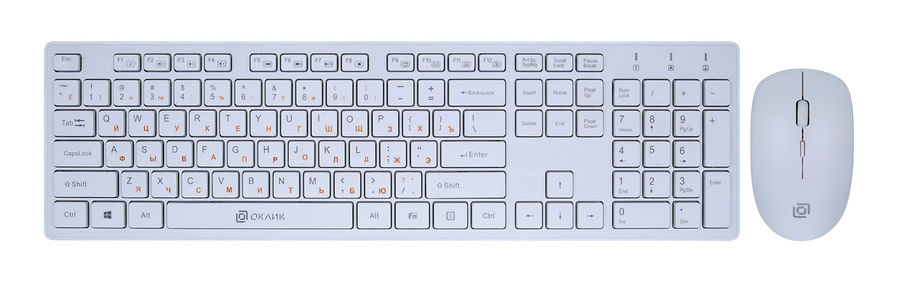 

Клавиатура + мышь Oklick 240M, беспроводная, USB, белый (1091258), 240M