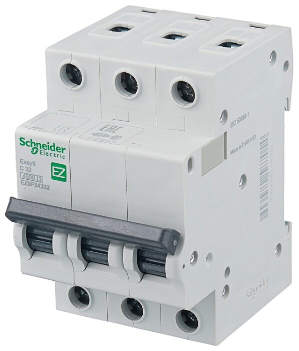 

Выключатель автоматический Schneider Electric Easy9 трехполюсный (3P/3П) 32A C 4.5кА (EZ9F34332), 0