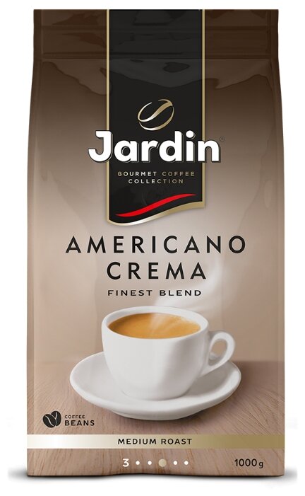 

Кофе в зернах Jardin Americano 1 кг, средняя обжарка, смесь арабики и робусты (1090-06-Н), Americano