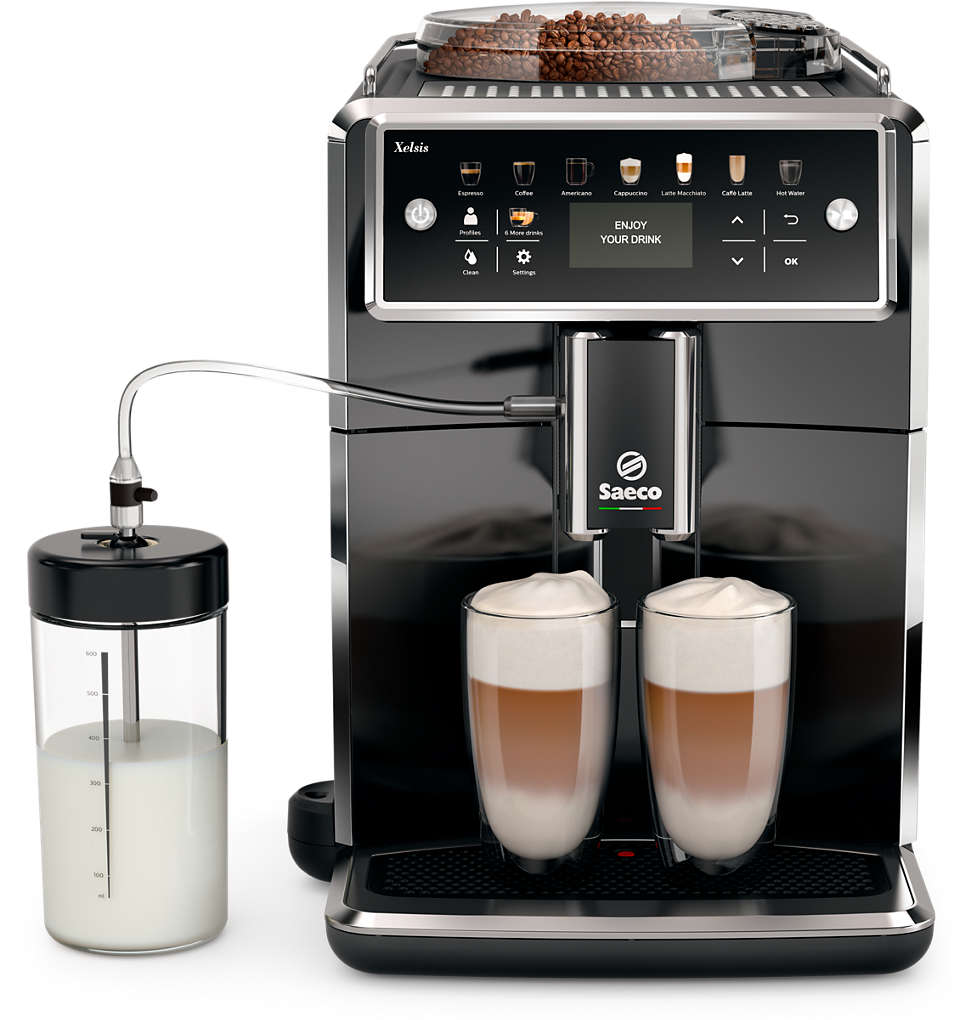 

Кофемашина автоматическая Saeco Xelsis SM7580, зерновой / молотый, 1.7л, автоматический капучинатор, керамические жернова, дисплей, черный, 1850Вт (SM7580/00), SM7580