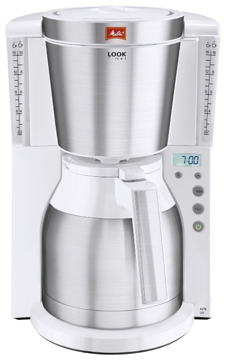

Кофеварка капельная Melitta Look IV Therm Timer, молотый, 1.1л/1.1л, дисплей, белый, 1000Вт (6738037), Look IV Therm Timer
