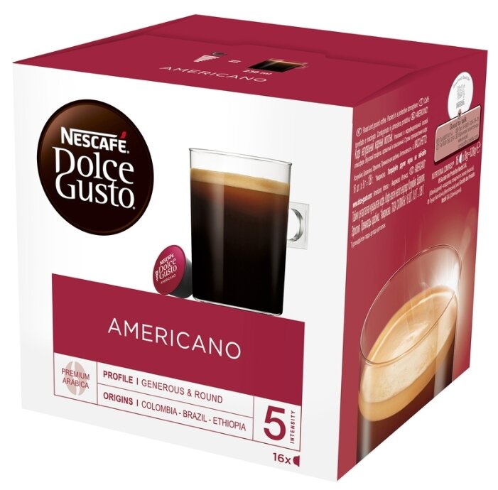 Капсулы кофе/американо Nescafe Americano, 16 порций/16 капсул, 230мл, Nescafe Dolce Gusto (12115461)