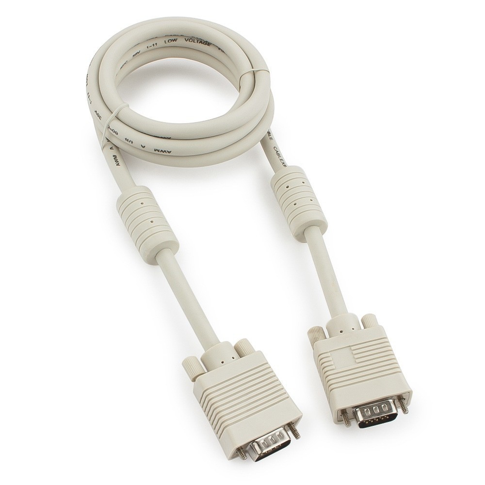 

Кабель VGA(15M)-VGA(15M), экранированный, ферритовый фильтр, 1.8 м, серый Cablexpert Premium (CC-PPVGA-6)