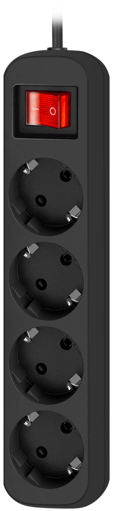 Удлинитель Defender G418, 4-розетки, 1.8м, черный (99337)