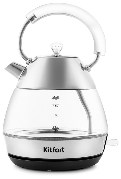

Чайник электрический Kitfort KT-678 1.7л. 2.2 кВт, металл/стекло, серебристый (KT-678), KT-678