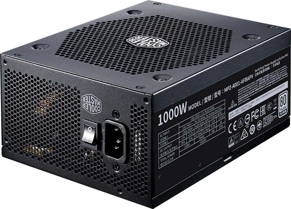 Блок питания 1000 Вт, CoolerMaster V1000, 135 мм 80 Plus Platinum