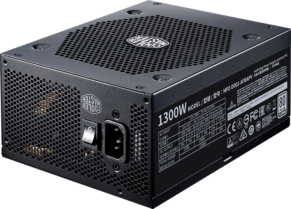 

Блок питания 1300 Вт ATX CoolerMaster V1300, 135 мм, 80 Plus Platinum (MPZ-D001-AFBAPV-EU), Черный, V1300