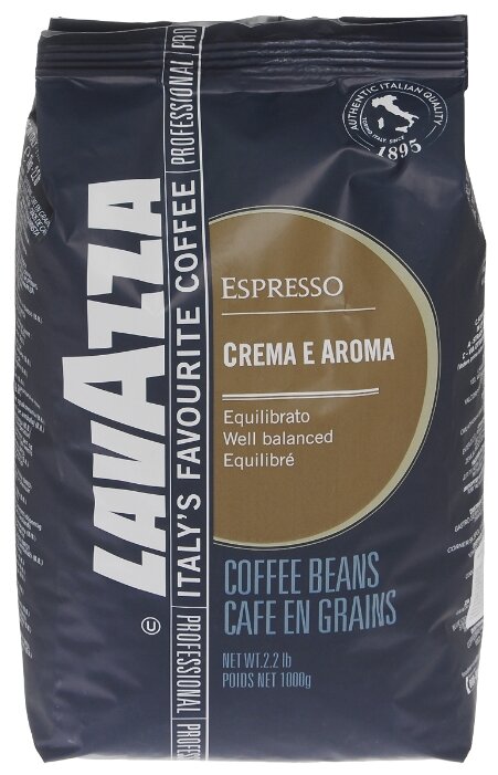 

Кофе в зернах Lavazza Crema E Aroma Espresso 1 кг, средняя обжарка, смесь арабики и робусты (2490), Crema E Aroma Espresso