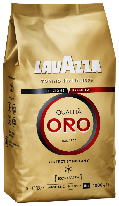 

Кофе в зернах Lavazza Qualita Oro 1 кг, средняя обжарка, 100% арабика (2056), Qualita Oro