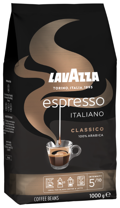 

Кофе в зернах Lavazza Espresso Italiano Classico 1 кг, средняя обжарка, 100% арабика (1874), Espresso Italiano Classico