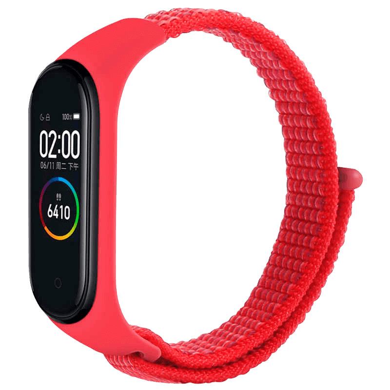 

Ремешок No name для Xiaomi Mi Band 3/4/5, нейлон, красный