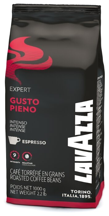 

Кофе в зернах Lavazza Gusto Pieno Expert 1 кг, средняя обжарка, смесь арабики и робусты (4338), Gusto Pieno Expert