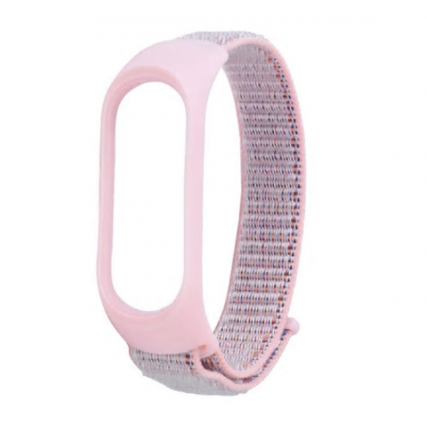 

Ремешок DF для Xiaomi Mi Band 3/4/5/6/Smart Band 6, нейлон, розовый (xiNylonband-01)
