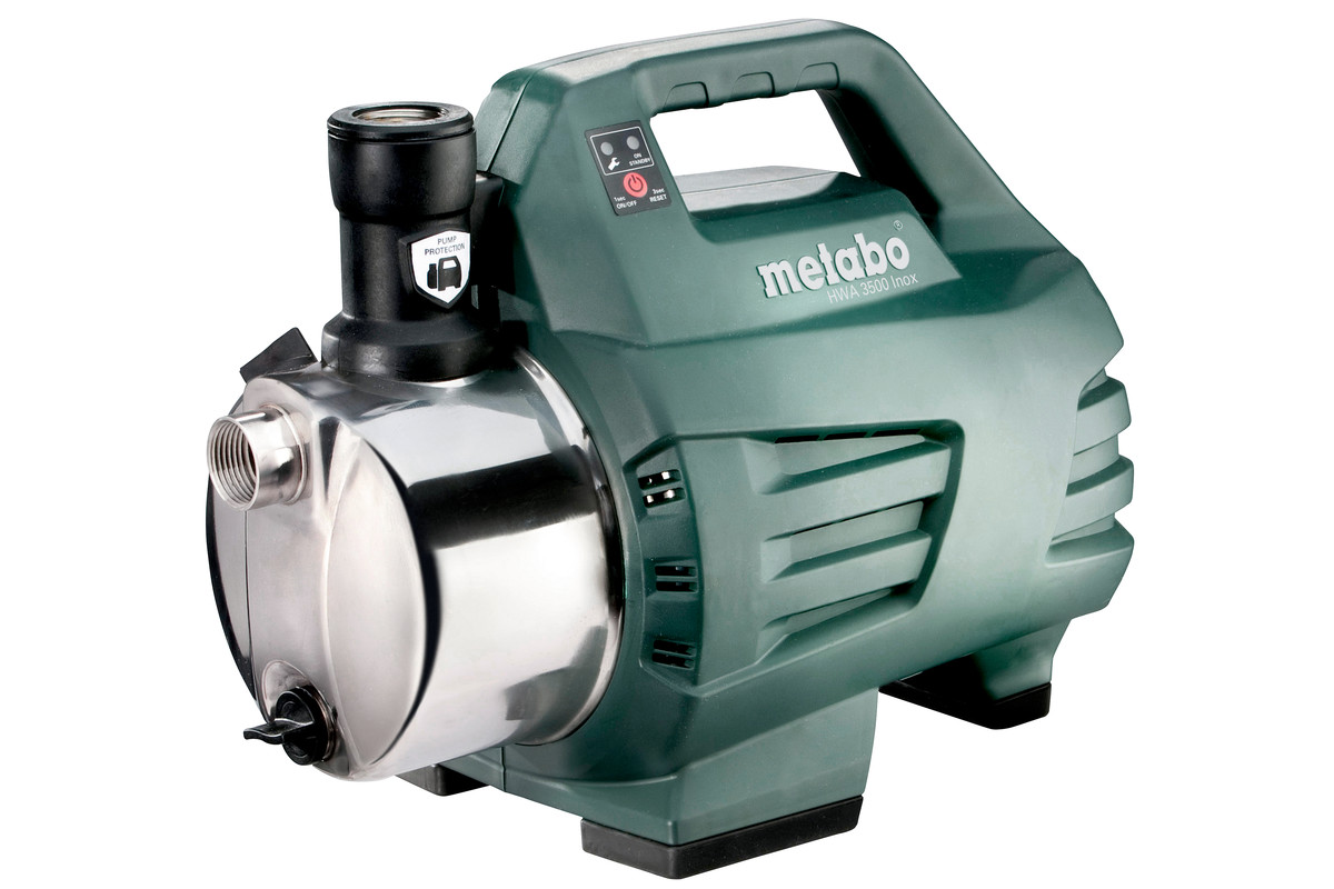 

Электрический водяной насос Metabo HWA 3500 Inox, 1100Вт, поверхностный, центробежный, производительность 3.5 м³/час, глубина погружения 8м, 10.6кг (600978000), HWA 3500 Inox