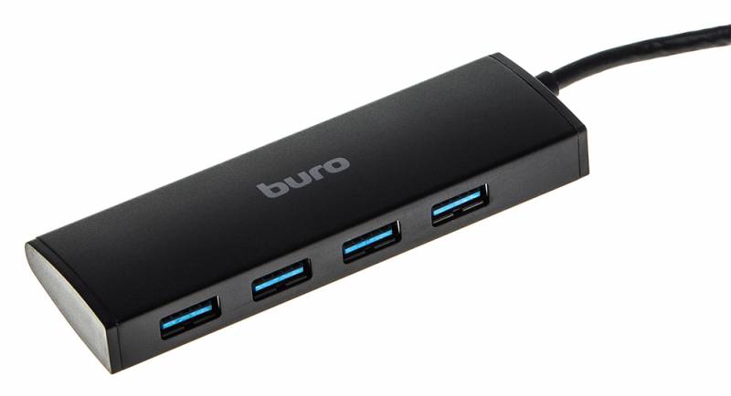 Концентратор BURO BU-HUB4-0.5-U3.0, 4xUSB 3.0, черный