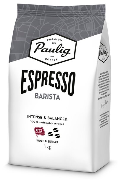 

Кофе в зернах Paulig Espresso BARISTA 1кг, темная обжарка, смесь арабики и робусты (16623), Espresso BARISTA