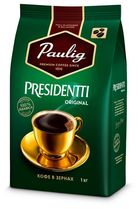 

Кофе в зернах Paulig Presidentti Original 1кг, средняя обжарка, 100% арабика (16975), Presidentti Original