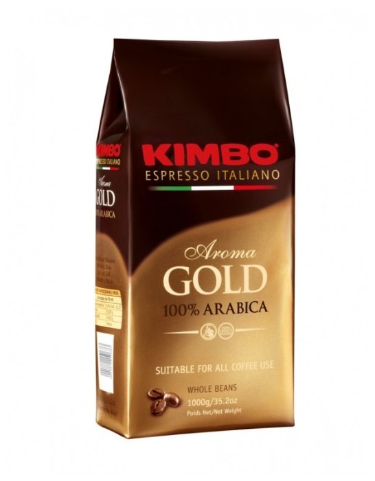 

Кофе в зернах Kimbo Aroma Gold Arabica 1 кг, средняя обжарка, 100% арабика, Aroma Gold Arabica
