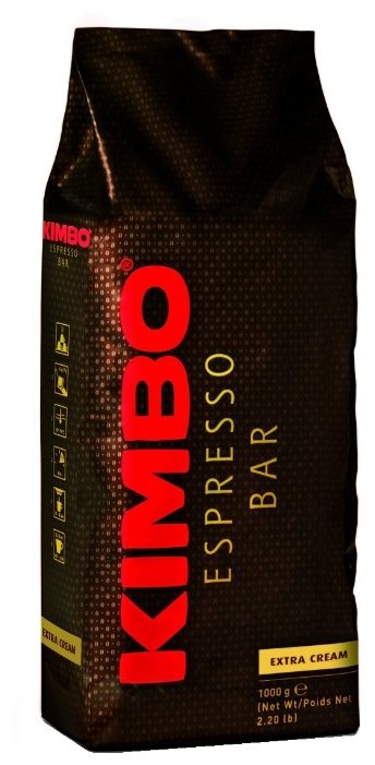 

Кофе в зернах Kimbo Extra Cream 1 кг, средняя обжарка, смесь арабики и робусты, Extra Cream
