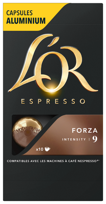 Капсулы кофе/эспрессо L'OR Espresso Forza, 10 порций/10 капсул, 40мл, Nespresso (4028605)