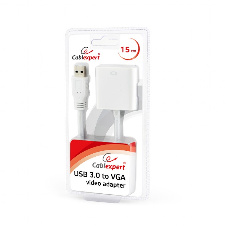 Конвертер Cablexpert, USB 3.0-VGA, белый