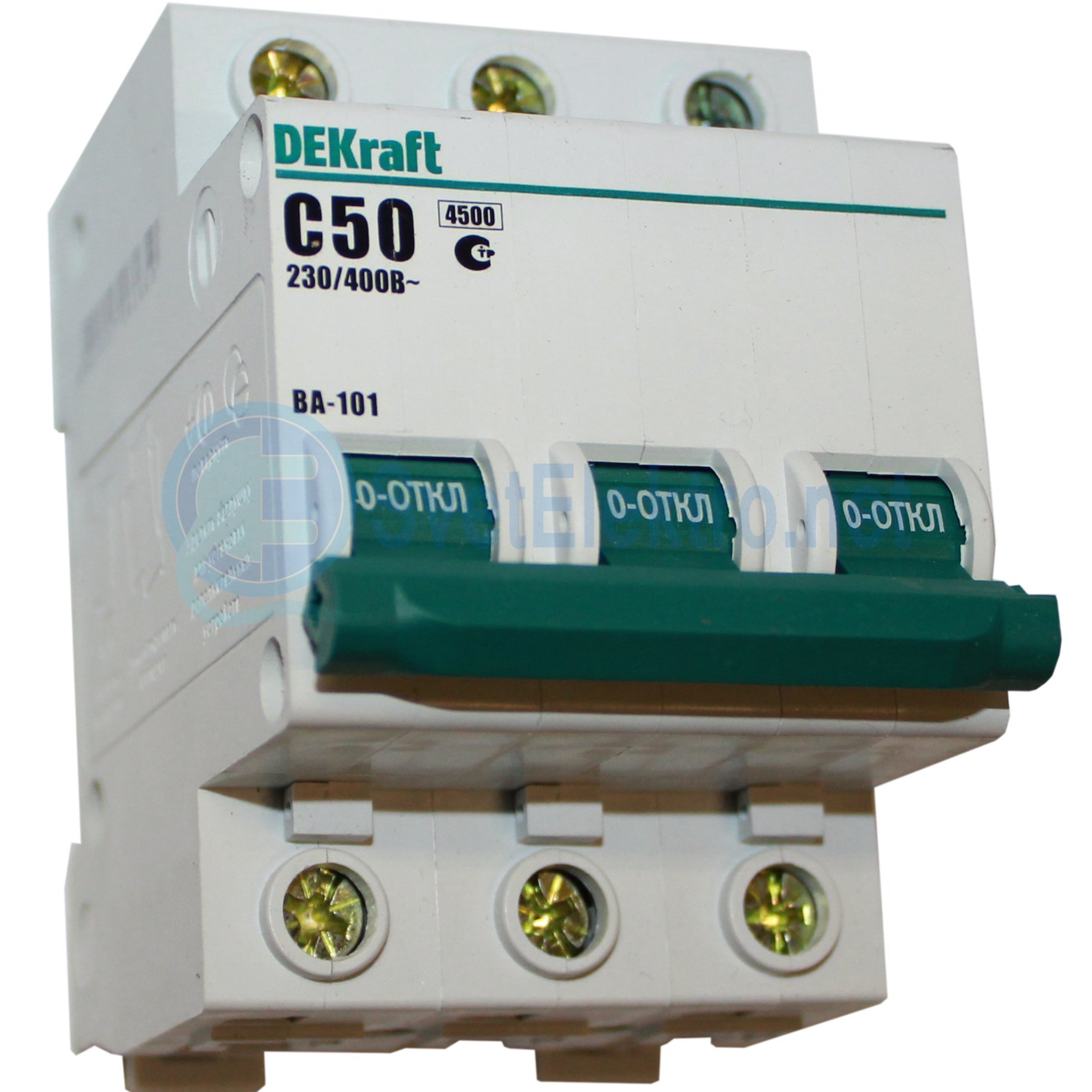 

Выключатель автоматический DeKraft ВА-101 трехполюсный (3P/3П) 50А C 4.5кА (11083DEK)
