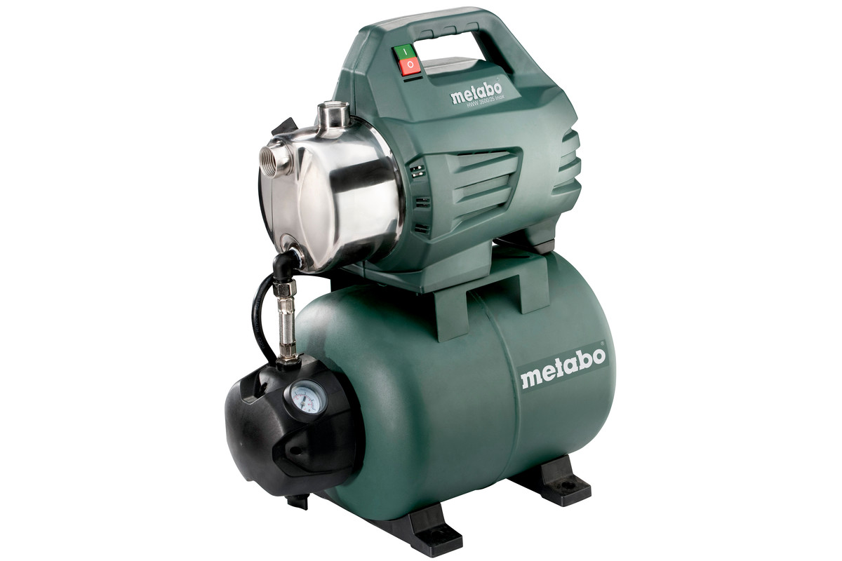 

Электрический водяной насос Metabo HWW 3500/25 Inox, 900Вт, насосная станция, центробежный, производительность 3.5 м³/час, глубина погружения 8м, 14.6кг (600969000), HWW 3500/25 Inox