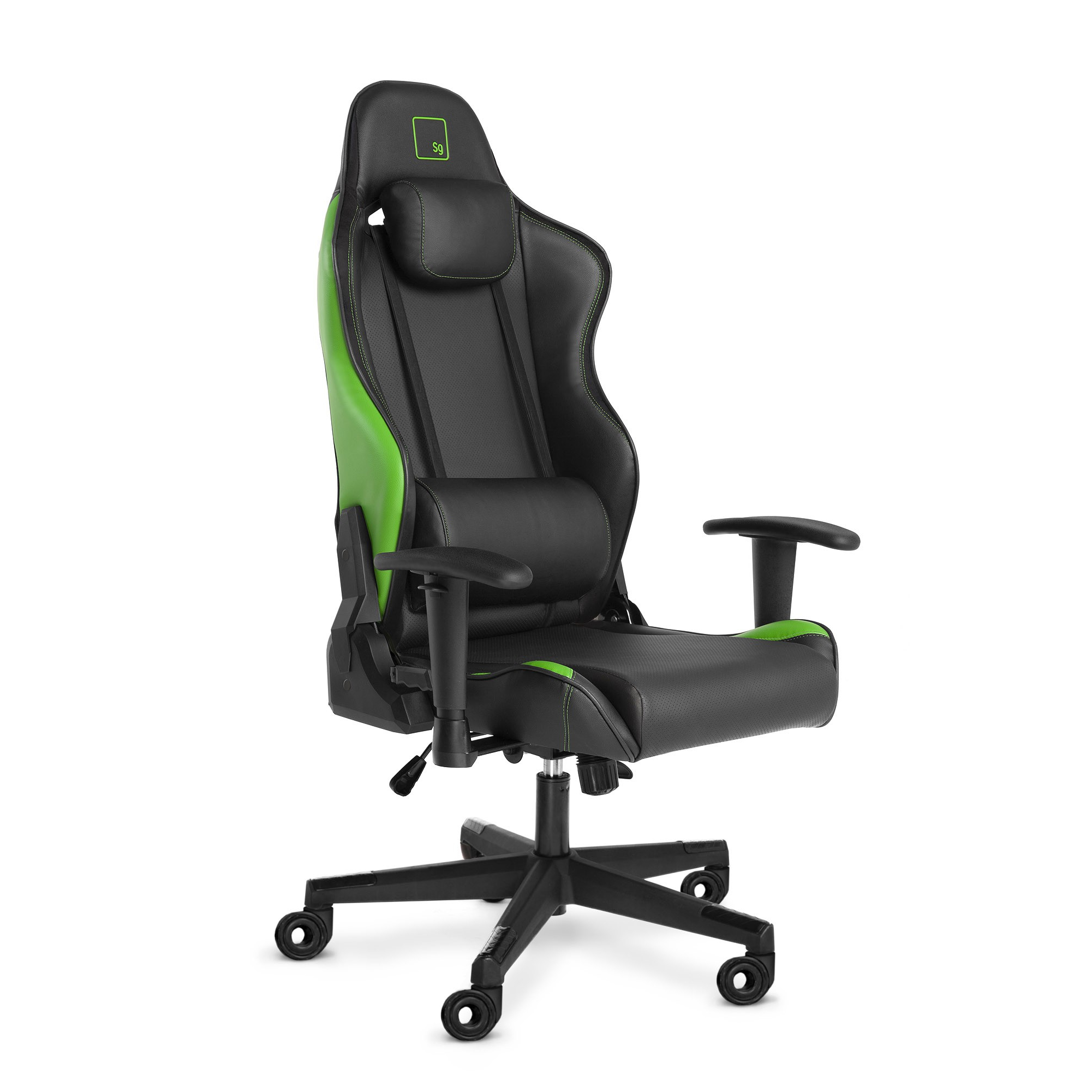 Кресло игровое WARP Sg, черный/салатовый