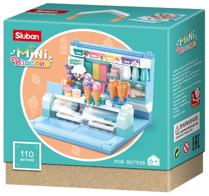

Конструктор SLUBAN "Мини-комната: Магазин мороженого", деталей: 110 (M38-B0792B), "Мини-комната: Магазин мороженого"