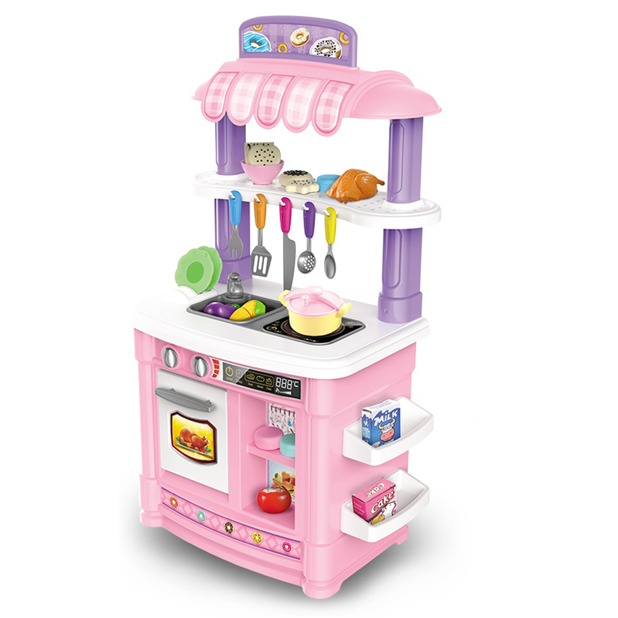 

Игровой набор-кухня BE IN FUN "Готовим ужин", столовые приборы, посуда, продукты, 33 предмета, звук, свет, розовый (HJBL103A), "Готовим ужин"