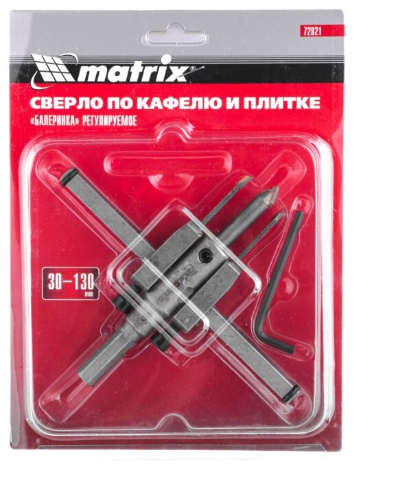 

Сверло-балеринка ⌀30-130, по керамической плитке, MATRIX, 1шт. (72821)