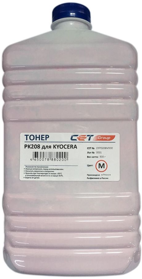 

Тонер CET PK208, бутыль 500 г, пурпурный, совместимый для Kyocera Ecosys M5521cdn/M5526cdw/P5021cdn/P5026cdn (OSP0208M-500), PK208