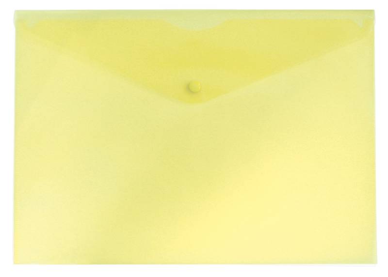 Конверт на кнопке Бюрократ A4 пластик 0.18мм, желтый (PK803AYEL)
